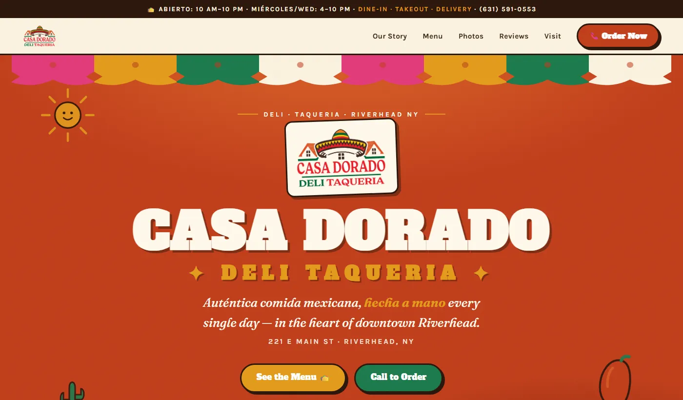 Casa Dorado website desktop homepage designed by Santos Diaz